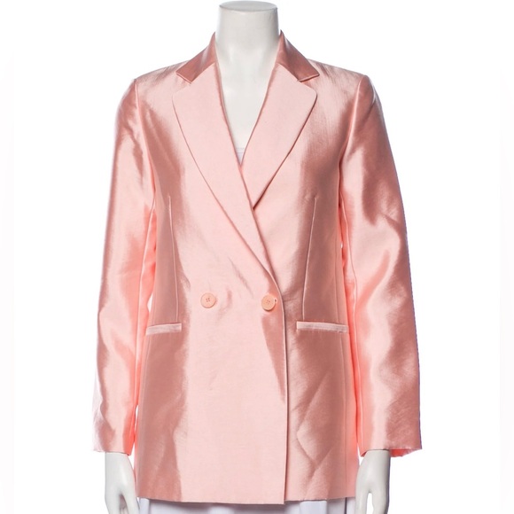 MAJE Vasila Double-breasted Satin Blazer in Pink Size 36 - Picture 16 of 16
